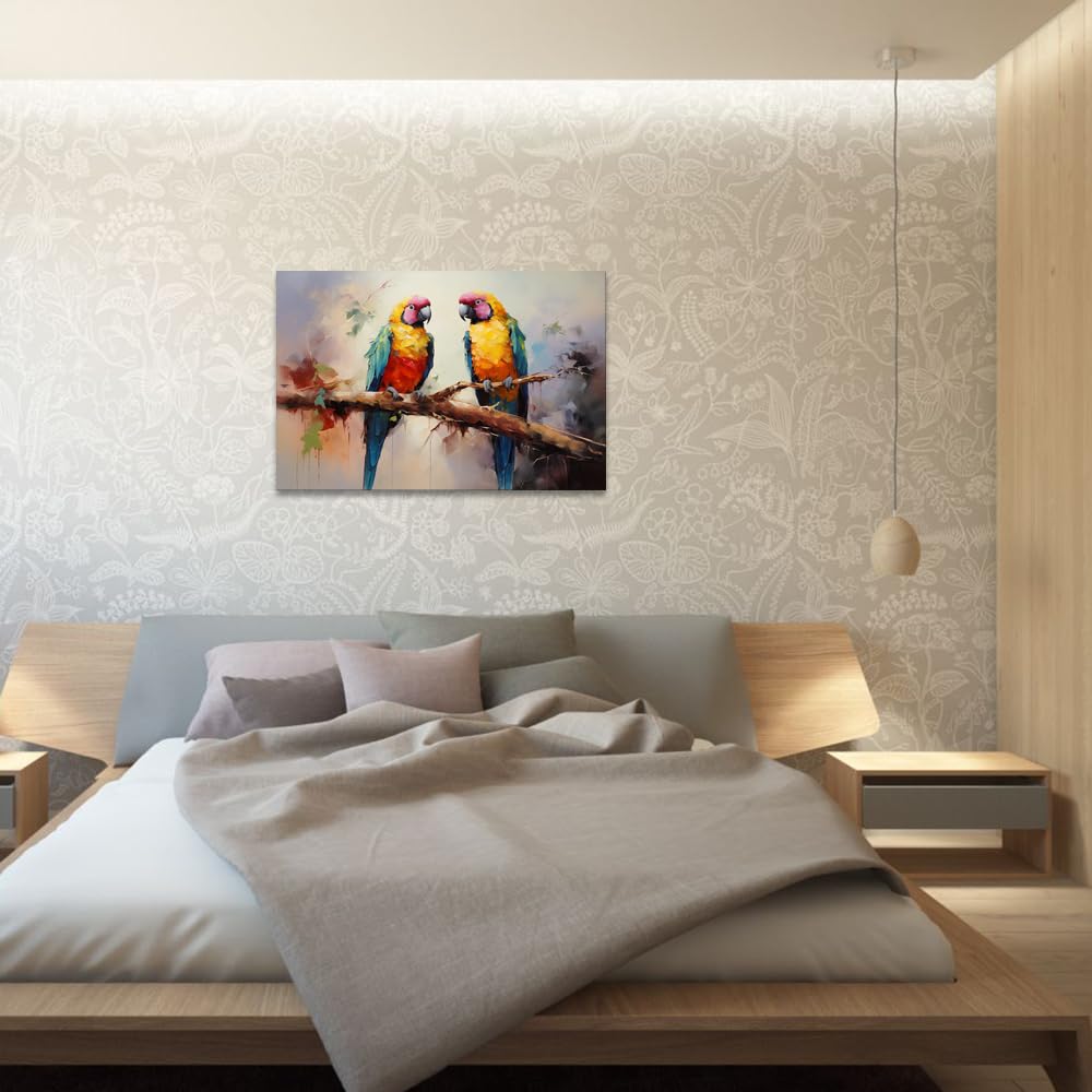 Amazon.co.jp: QIXIANG オウム キャンバス ウォールアート オウム